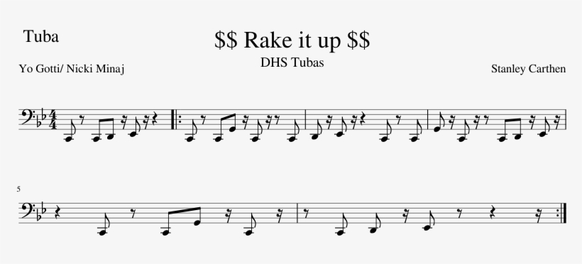 $$ Rake It Up $$ Sheet Music For Piano Download Free - Sheet Music, transparent png #6275974
