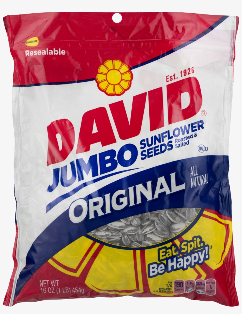 David Roasted And Salted Original Jumbo Sunflower Seeds, - David Sunflower Seeds Jumbo - Bag 5.25 Oz Each (12, transparent png #6280142