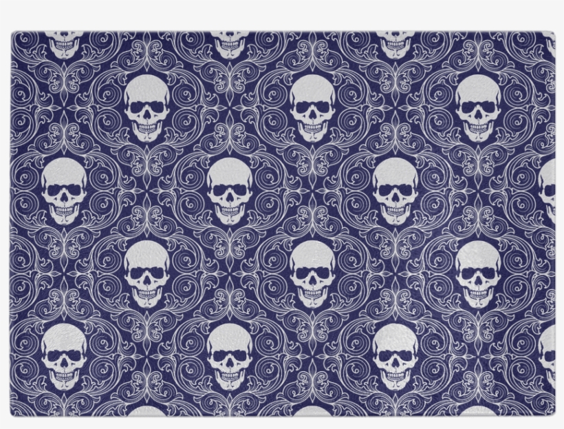 Teelaunch Cutting Boards Blue Skulls Cutting Board - Silk Square Scarf - Lv Skull Terror Cltn, transparent png #6281895