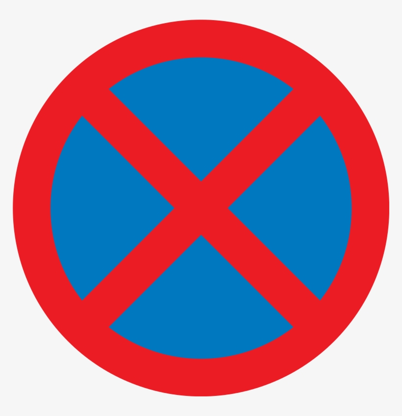 Uk Traffic Sign - Blue Round Sign With Red Cross, transparent png #6284970