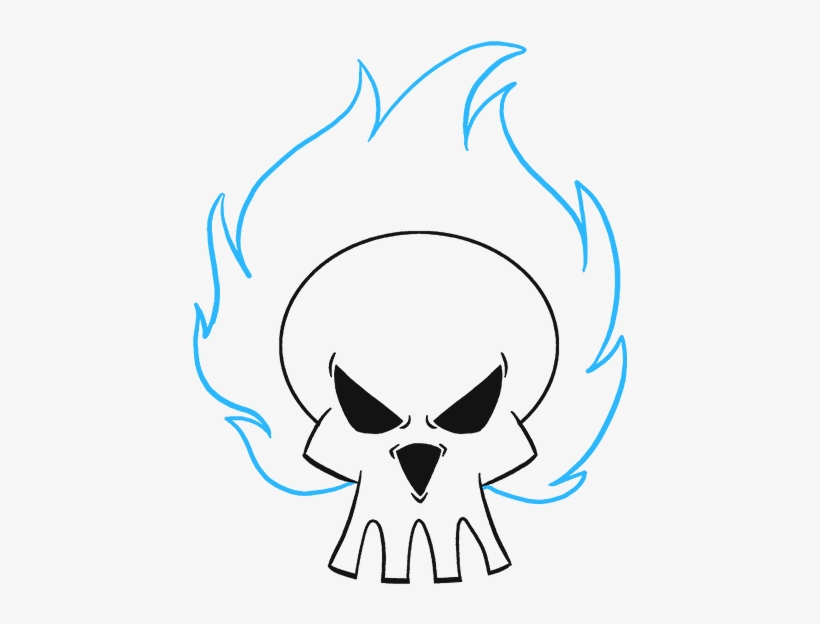 How To Draw Flaming Skull - Drawing, transparent png #6285989