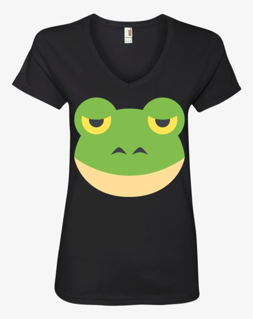 Frog Face Emoji Ladies' V Neck T Shirt - Nightmare Before Christmas Theme Shirts, transparent png #6292501