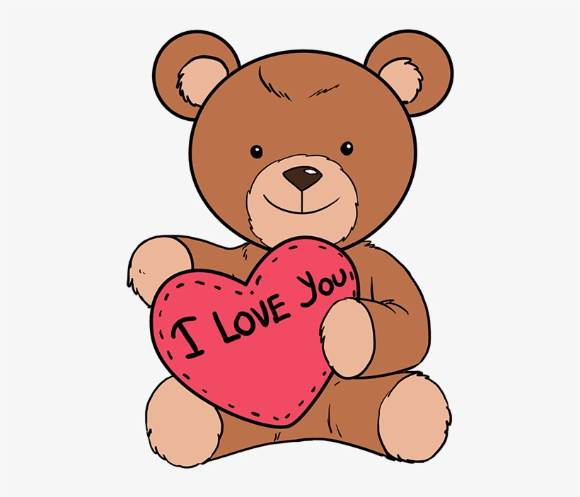 How To Draw Teddy Bear With Heart - Step By Step Easy Love Drawings, transparent png #6294228