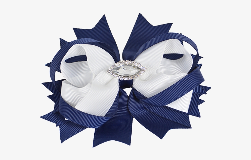 Rwc34901 Two Tone Small Ribbon Bow Navy And - Gift Wrapping, transparent png #6295426