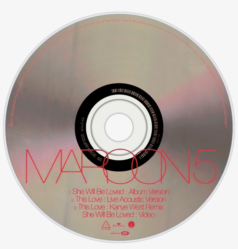 Maroon 5 She Will Be Loved Cd Disc Image - Maroon 5 Red Pill Blues Disc, transparent png #6296052