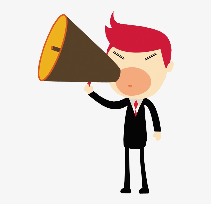 Business Man Shouting In A Megaphone - Man With Loudspeaker Png, transparent png #6296863