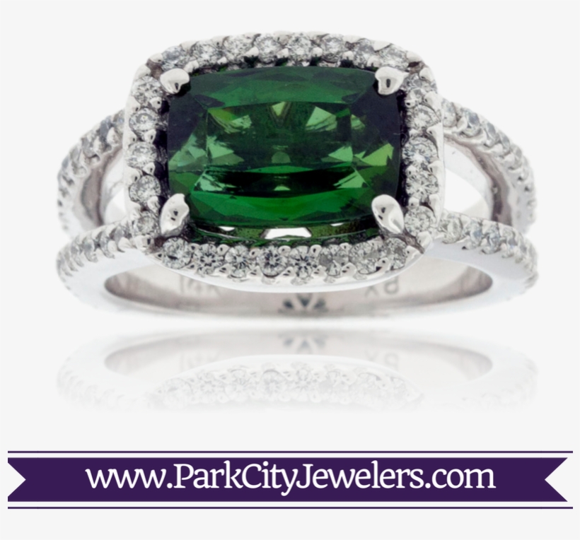 Green Tourmaline And Diamond Ring, transparent png #6299128