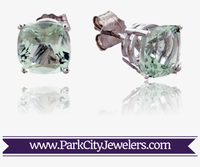 7mm Cushion Green Amethyst Post Earrings - Golf Bag Charms, transparent png #6299810