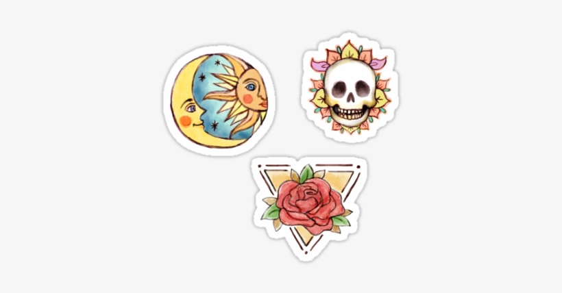Watercolor Old School Tattoos // Roses, Skull, Moon - Capa Transparente Personalizada Para Sony Xperia Z5, transparent png #630641