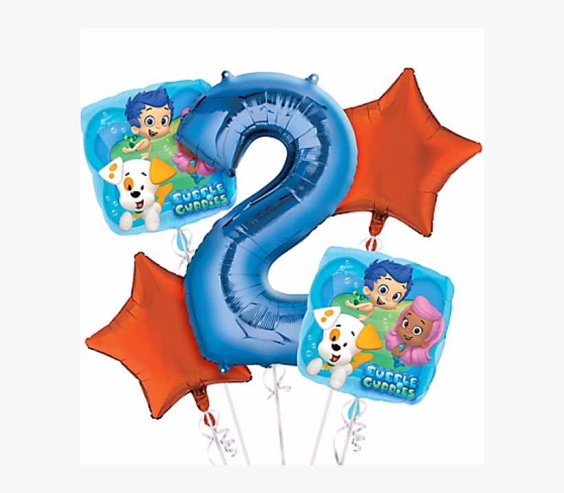 Bubble Guppies Transparent - Bubble Guppies 2nd Birthday Balloon Bouquet 5pc, transparent png #630850