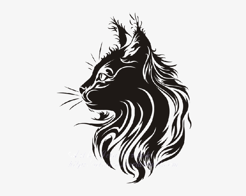 Cat Skull Tattoo - Cat Drawing Tribal, transparent png #631002