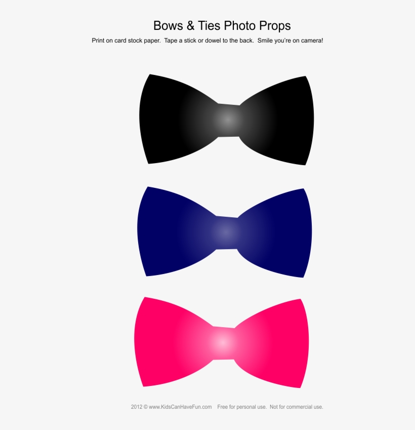 Ties & Bowties Photo Booth Props - Booth Props Template Bow Tie, transparent png #632335