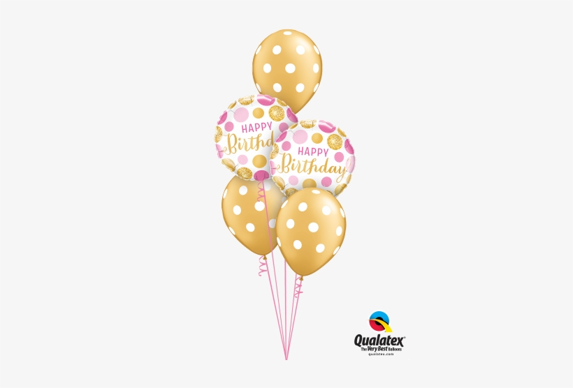 Birthday Classic - Birthday Pink & Gold Dots Foil Mylar Balloon 18", transparent png #633049