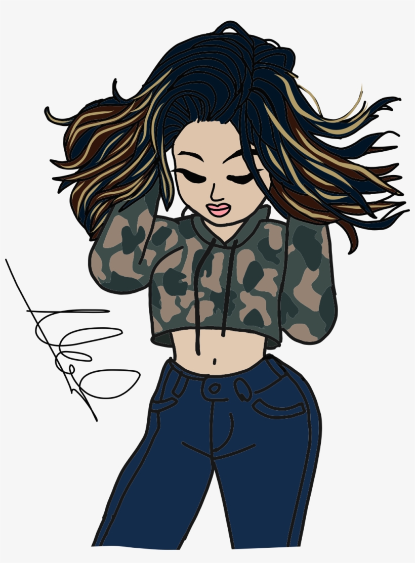 Hot Girl Cute Croptops Music Drawing Illustration Freet - Drawing Of Girls With Crop Tops - Free ...