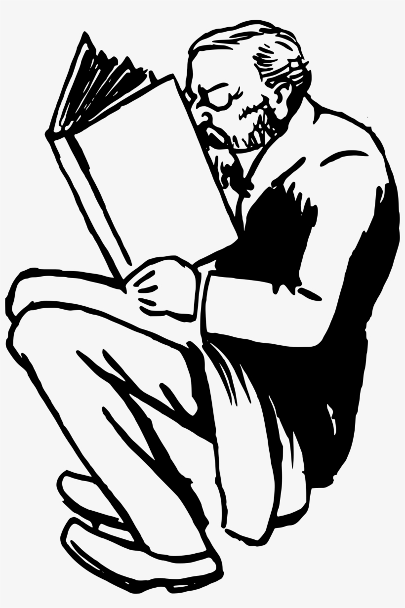 Big Image - Man Book Reading Coloring, transparent png #634606