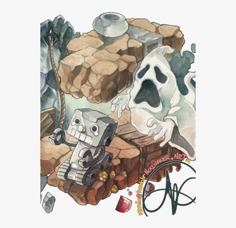 The Robot & Ghost [by The Lovely Mossmouth] Traditional - Still Life, transparent png #634706