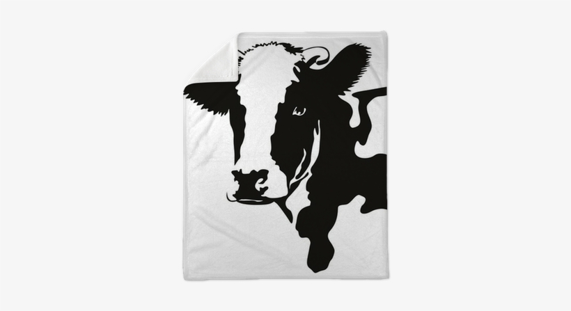 Vector Illustration Of A Cow Head Plush Blanket • Pixers® - Logo With A Balck Cow, transparent png #636025