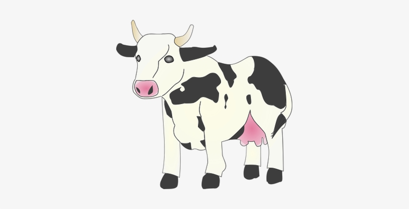 Cow Animal Mammal Black White Patterns Far - Cow Clip Art, transparent png #636452
