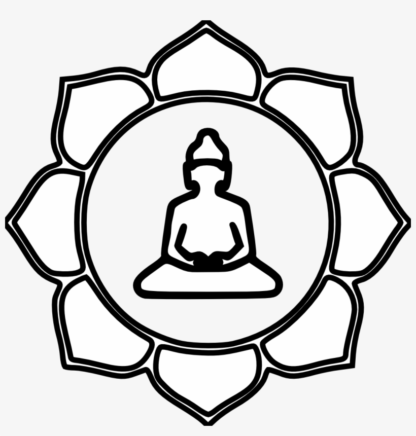 Buddha Flower Color Black White Line Art Coloring Book - Buddha Clip Art, transparent png #637893