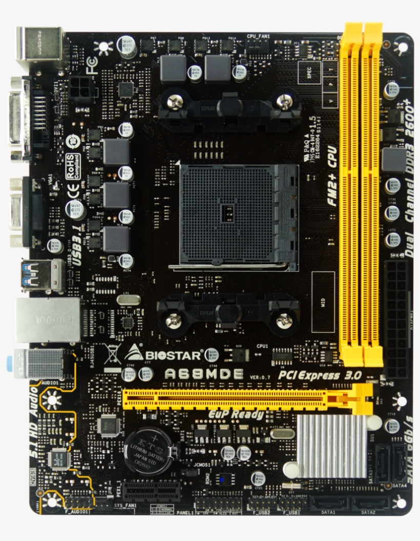 A68mde Amd Socket Fm2 Gaming Motherboard - Biostar A68mde, transparent png #637913