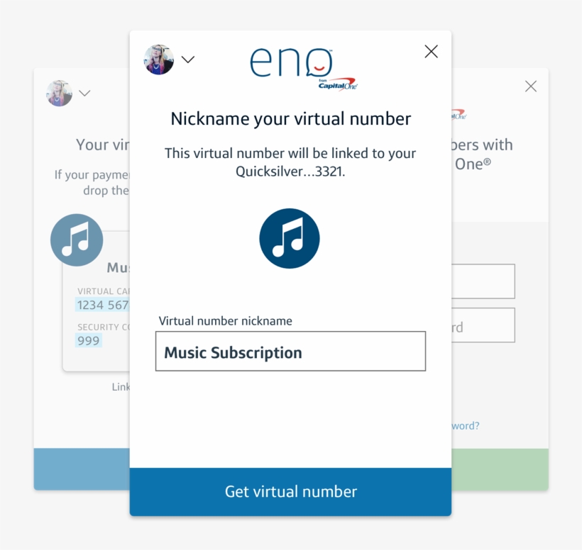 Eno Login - Capital One Virtual Card Numbers, transparent png #638444