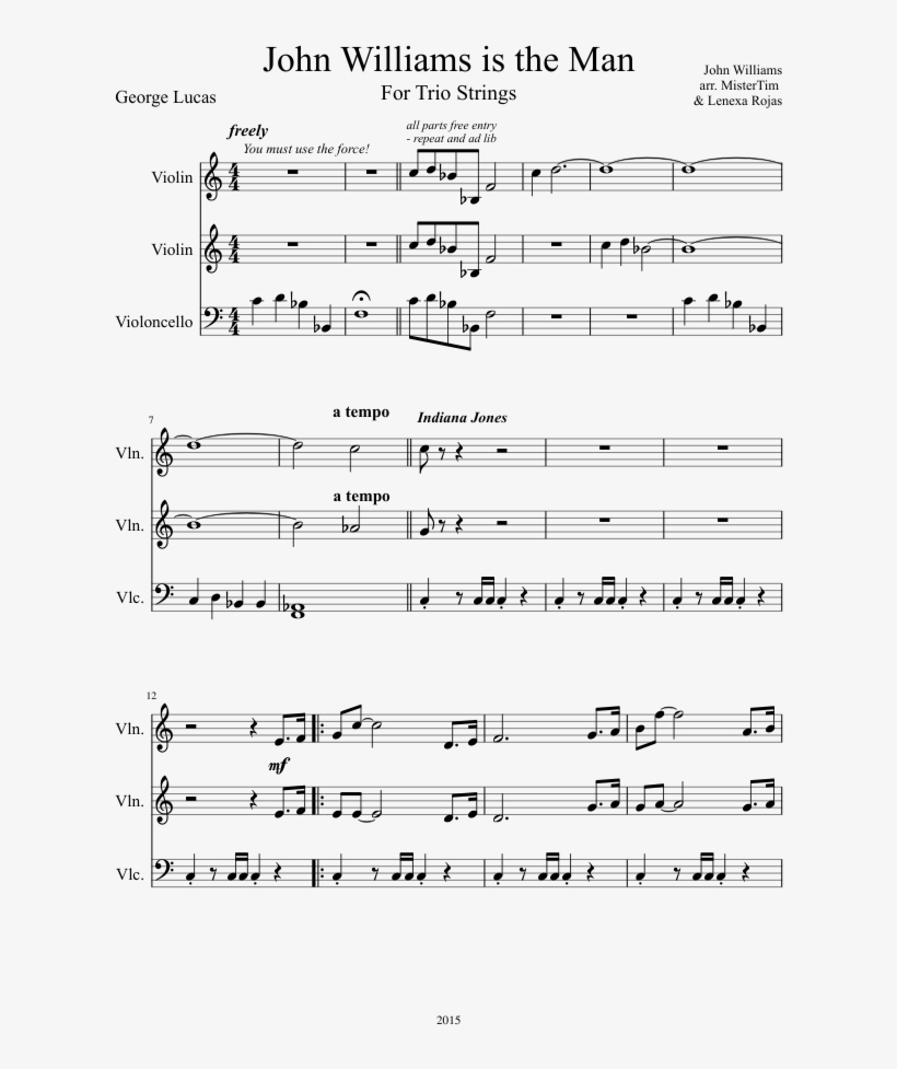 Print - John Williams Trio Score, transparent png #6314511