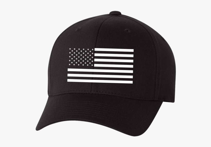 Build Your Own Flexfit Flag Hat - Black And White American Flag, transparent png #6315778