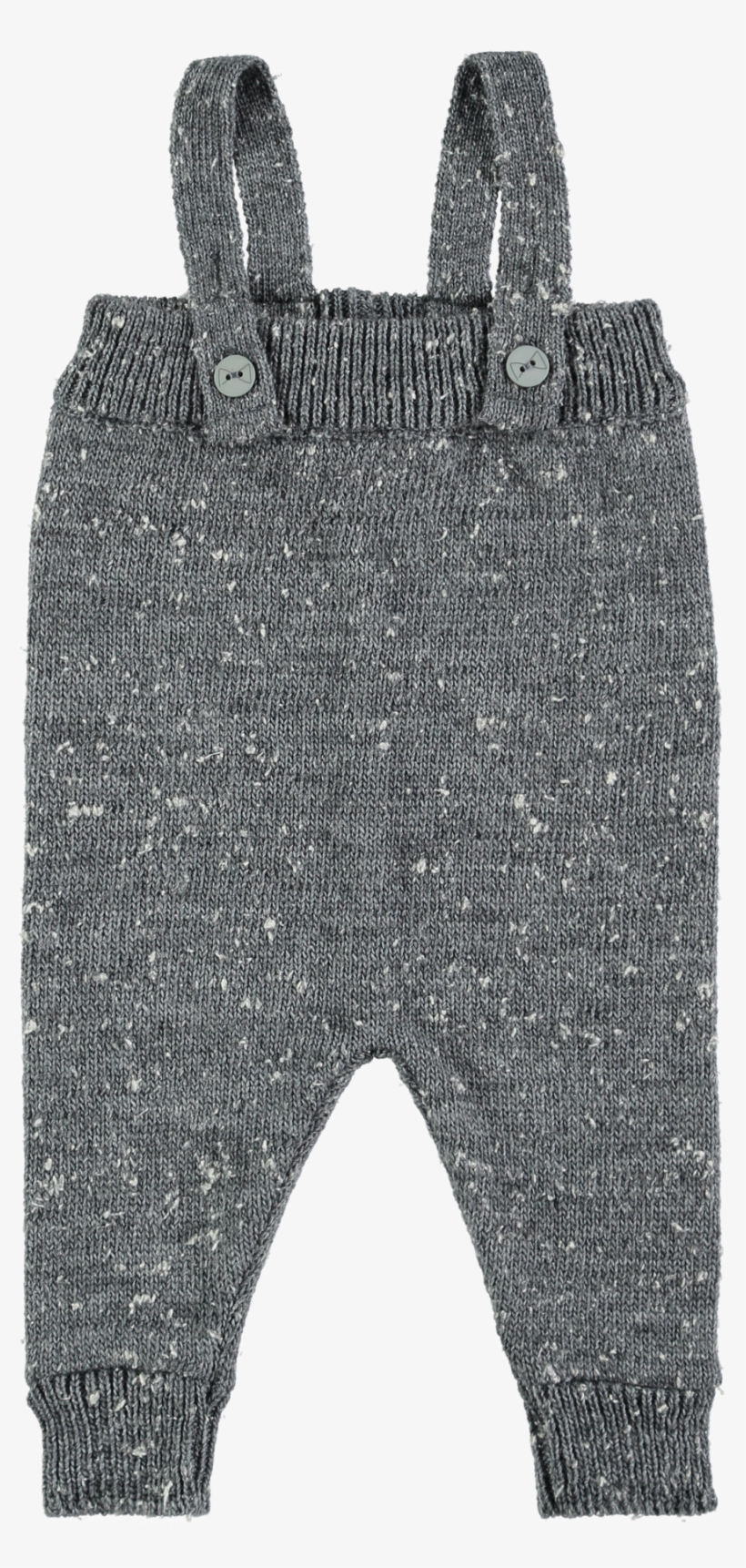 Grey Melange Knit Suspender Romper By Mini Sibling - Romper Suit, transparent png #6316578