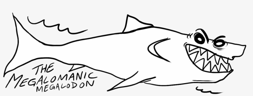 The Megalomanic Megalodon - Line Art, transparent png #6326613