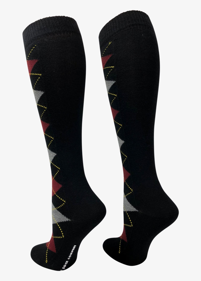 Black Knee High Boot Socks With Argyle Design Love - Sock, transparent png #6327273