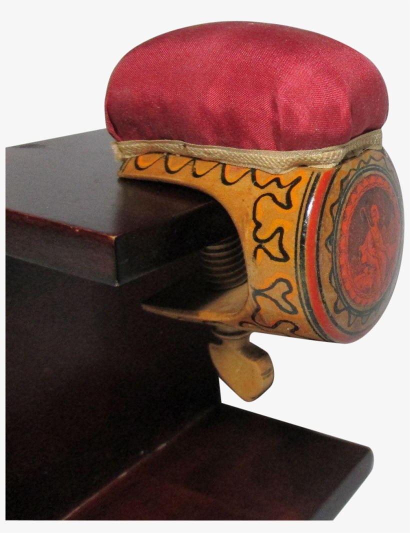Hand Painted & Carved Tunbridge Pin Cushion Sewing - Pincushion, transparent png #6333103