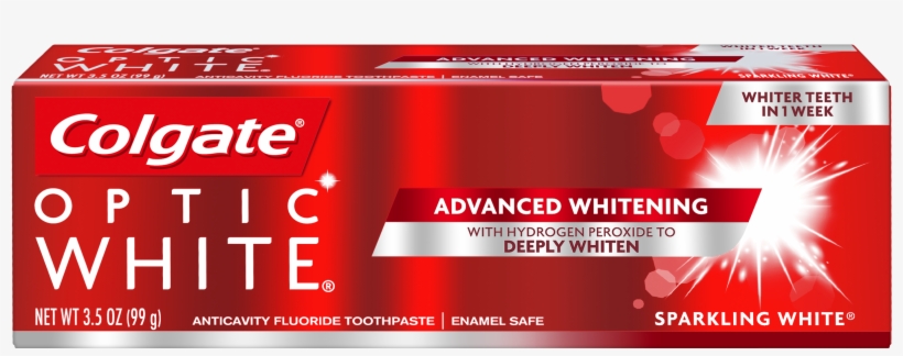 Colgate Optic White Whitening Toothpaste, Sparkling - Colgate Optic White Toothpaste, transparent png #6334072