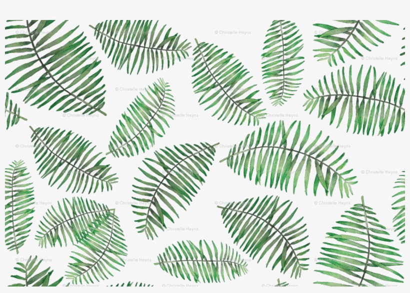 Palm Leaves Random Pattern On White Fabric - Spoonflower, Inc., transparent png #6335510