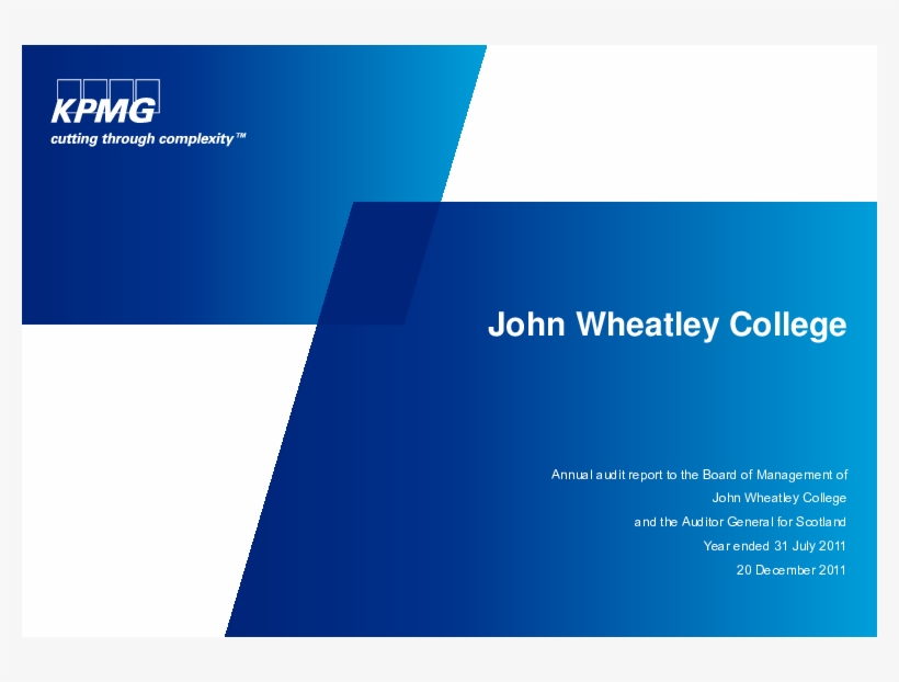 John Wheatley College Annual Audit 2010/11 - Kpmg Cutting Through Complexity Invisible Background, transparent png #6338818