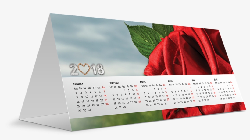 Calendar, 2018, New Year, Rose, Heart, New Year's Day - Calendar, transparent png #6339795
