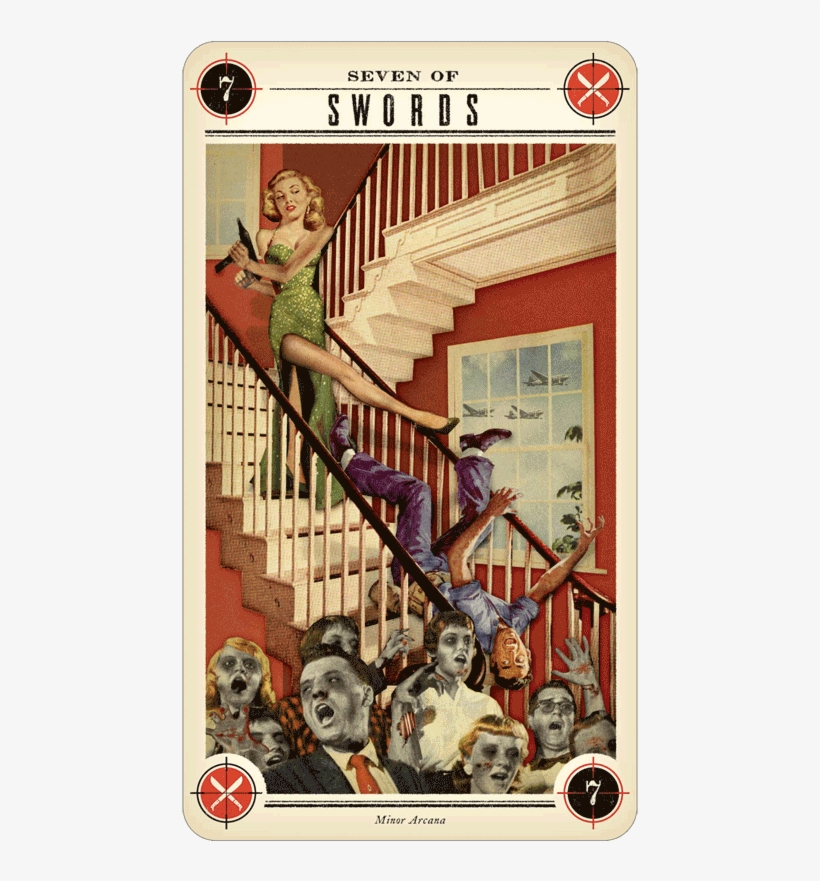 Main Menu Seven Of Swords - Zombie Tarot Seven Of Swords, transparent png #6341351