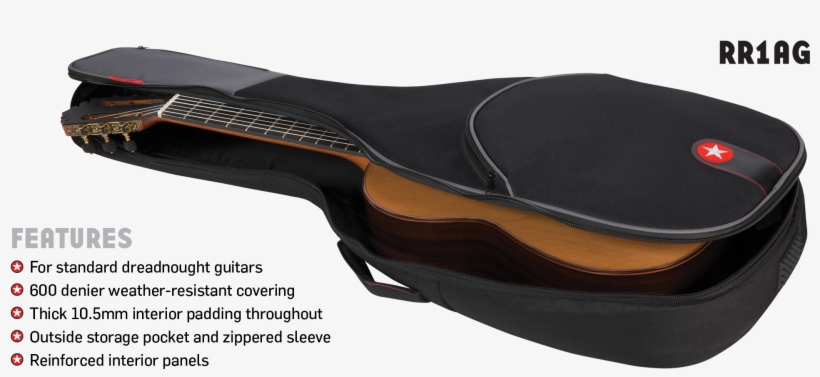 Acoustic Guitar Bag Features Road Runner Rr1ag - Road Runner Rr1ag Avenue Series Acoustic Guitar Gig, transparent png #6341463