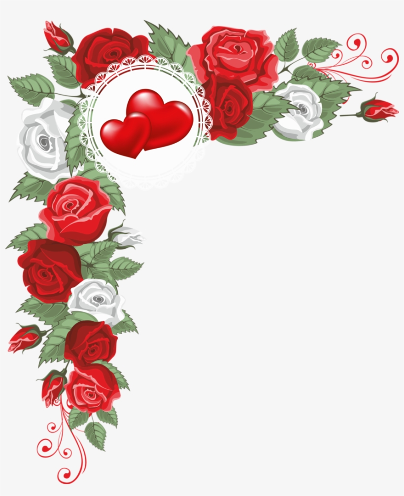 Fotki Border Design, Pattern Design, Le Net, Decorative - Hearts And Flowers Border, transparent png #6343109