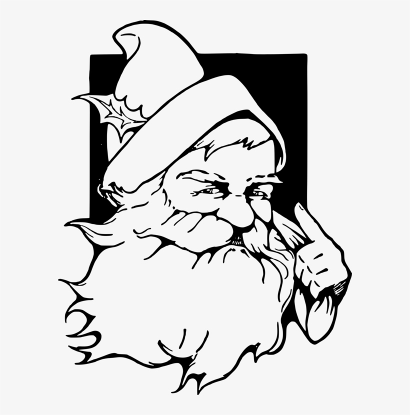 Santa Claus Reindeer Christmas Drawing Art - Clip Art Cornucopia Black White, transparent png #6343110