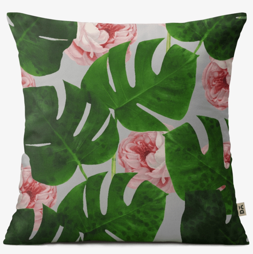 Dailyobjects Monstera And Rose Pattern 12" Cushion - Monstera & Rose Pattern #society6 #decor #buyart, transparent png #6343482