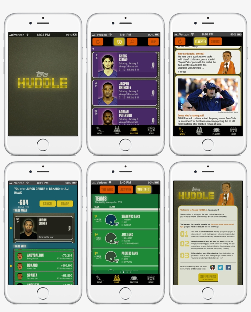 The Original Ui For Topps Huddle 2012 Was Based On - Iphone, transparent png #6345512
