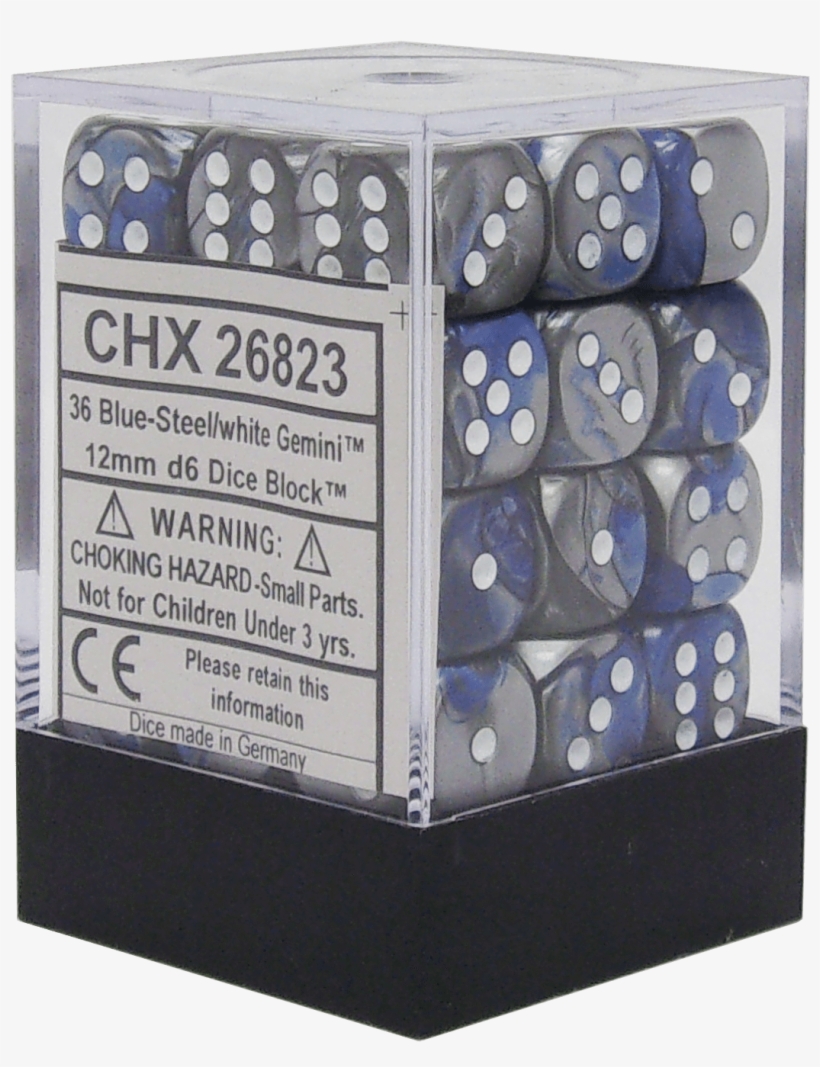 Gemini Blue-steel With White 12mm D6 - Chessex Black With White Dice Block, 12mm D6, Pack, transparent png #6350941