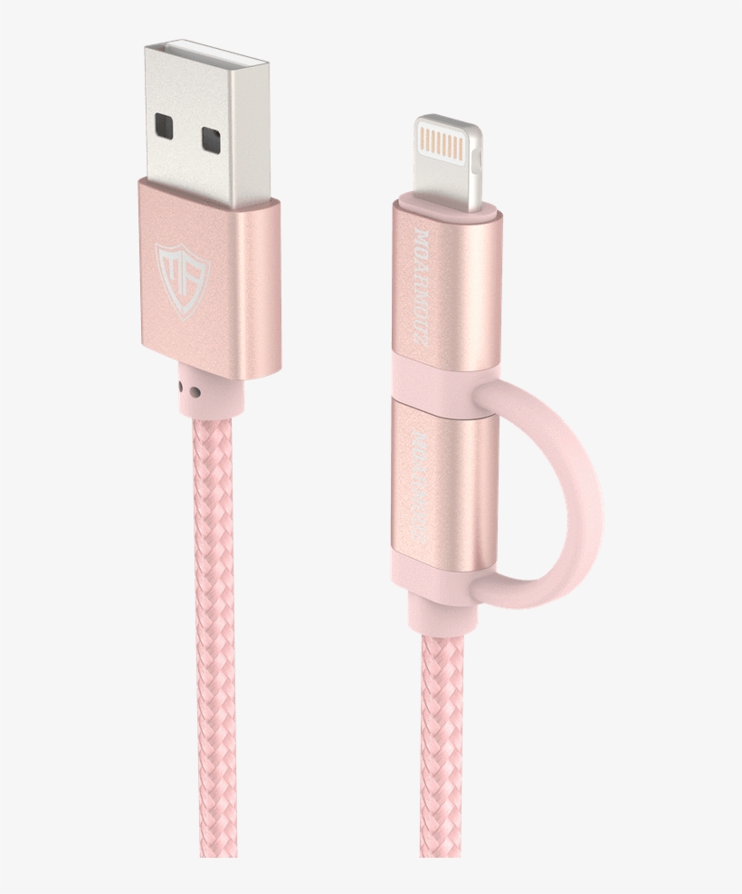 2 In 1 Braided Lightning And Micro Usb Cable - Moarmouz, transparent png #6352401