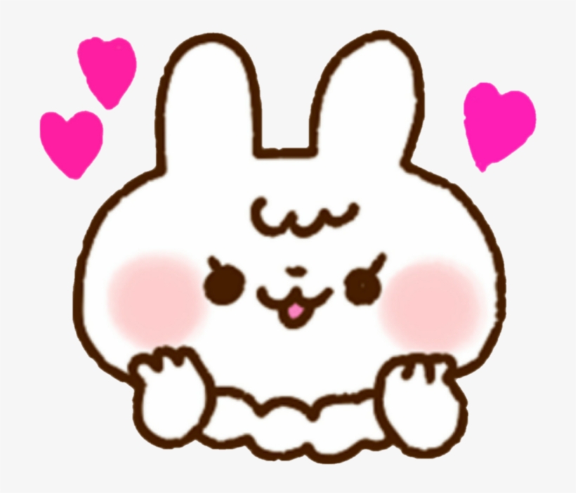 Kawaii White Bunny Heart Hearts - Clip Art, transparent png #6354308