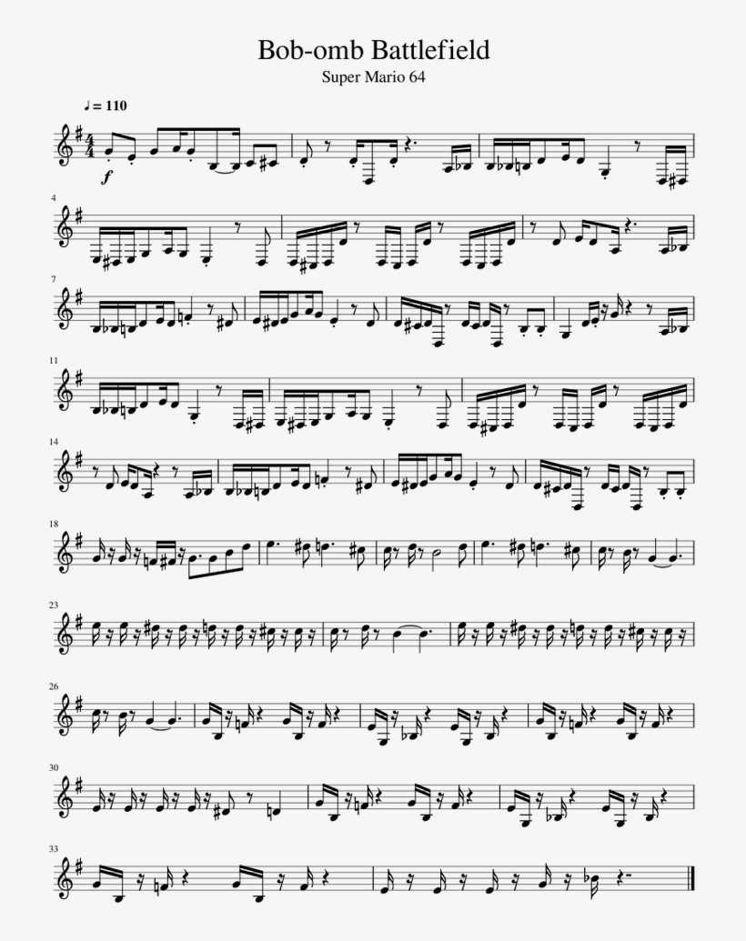 Bob Omb Battlefield Sheet Music For French Horn Download, transparent png #6355541