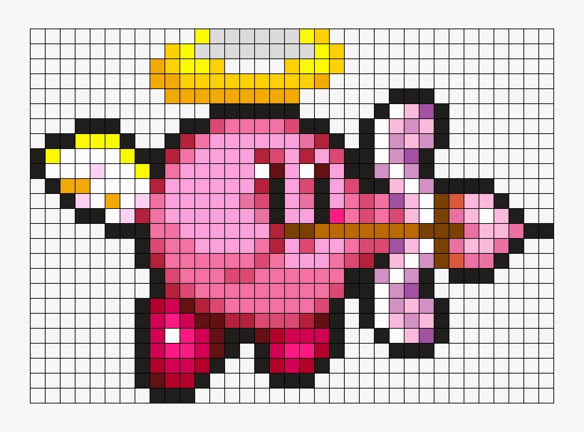 Cupid Kirby Perler Bead Pattern / Bead Sprite - Kirby Hama Bead Patterns, transparent png #6355642