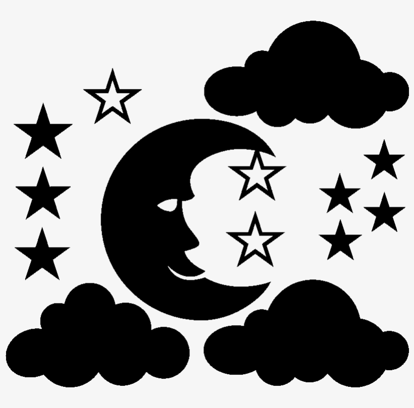 Sticker Etoiles Lune Et Nuages Ambiance Sticker Kc - Baby's First Christmas Svg, transparent png #6355887