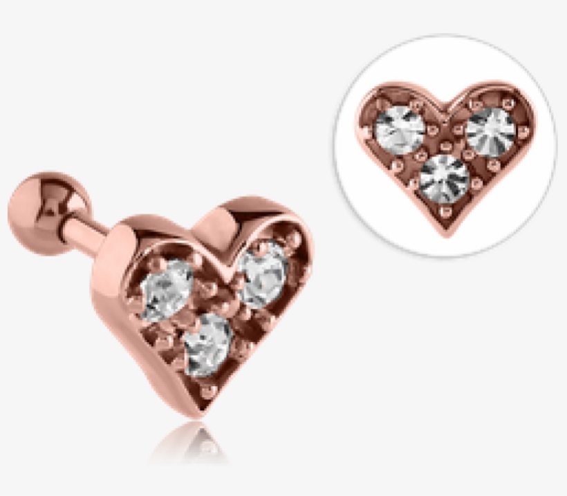 Rose Gold Plate White Crystals Heart - Gold, transparent png #6358719