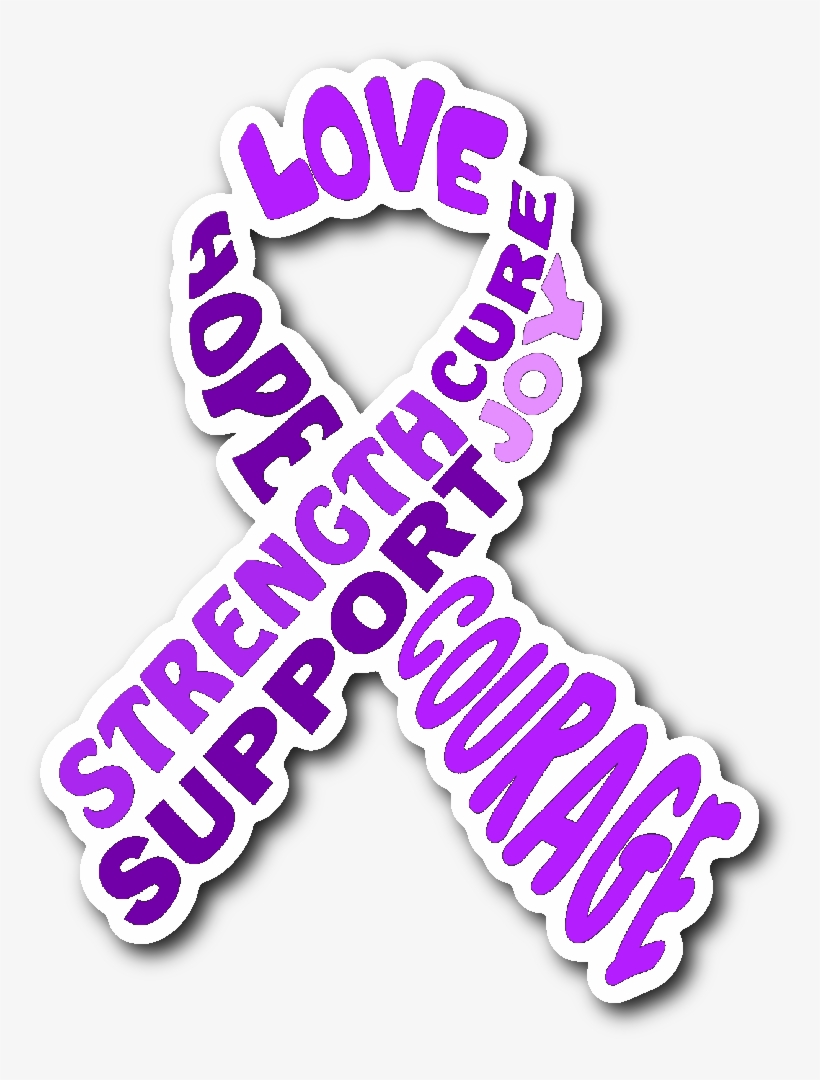 Purple Awareness Ribbon With Words Sticker - Red Awareness Ribbon, transparent png #6360026