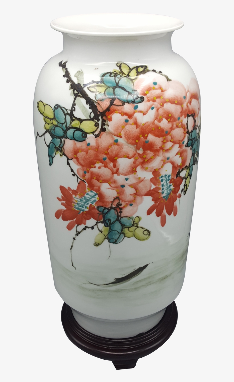 Chinese Porcelain Modern Vase Hand Painted Wysteria - Vase, transparent png #6361668
